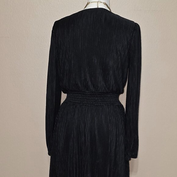 Kensie Black Pleated Long-Sleeve Dress – Size 8 - Picture 4 of 5